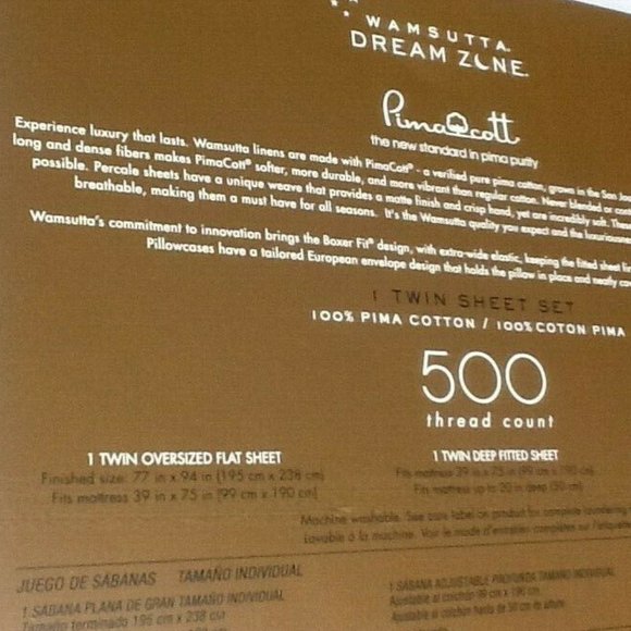 new LILAC Wamsutta Dream Zone 500 Thread Count Cotton Percale TWIN Sheet Set - Picture 3 of 5